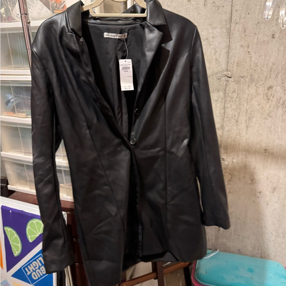 Abercrombie & Fitch Black Leather Jacket Classic Style